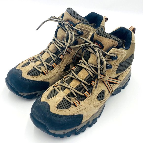 Cabela's Shoes Cabelas Tanblack Laceup Leather Hiking Boots 88575 Dry Plus Mens Size 9m